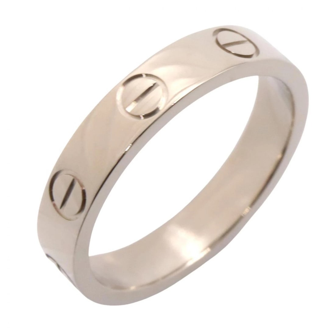 CARTIER MINI LOVE RING 18KWG WHITE GOLD: CARTIER Mini Love Ring 18KWG White Gold Brand: CARTIER Type/Style: Ring Material: K18WG?White Gold?, Color: Silver Size: US size 4.75 Accessories: None Accessories Notice: When purchasing pre-owned
