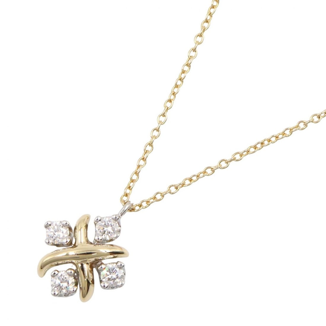 TIFFANY?CO JEAN SCHLUMBERGER 4PD DIAMOND NECKLACE: TIFFANY?CO Jean Schlumberger 4PD Diamond Necklace Brand: TIFFANY?CO Type/Style: Necklace Material: K18 (Yellow Gold), Color: Gold Size: Size Neck rotation?42cm(16.5") Motif W?10mm x H?10mm(0.4" x 0.4"