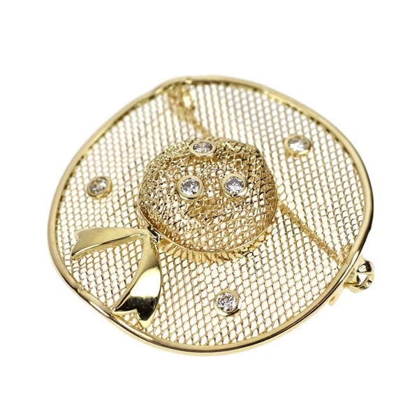 K18YG DIAMOND BROOCH HAT: K18YG diamond brooch hat Brand: None Type/Style: brooch Material: K18YG, Main Stone Natural Color: YG Size: Length/Width/Diameter 32.6 Accessories: None Accessories Notice: When purchasing pre-owned