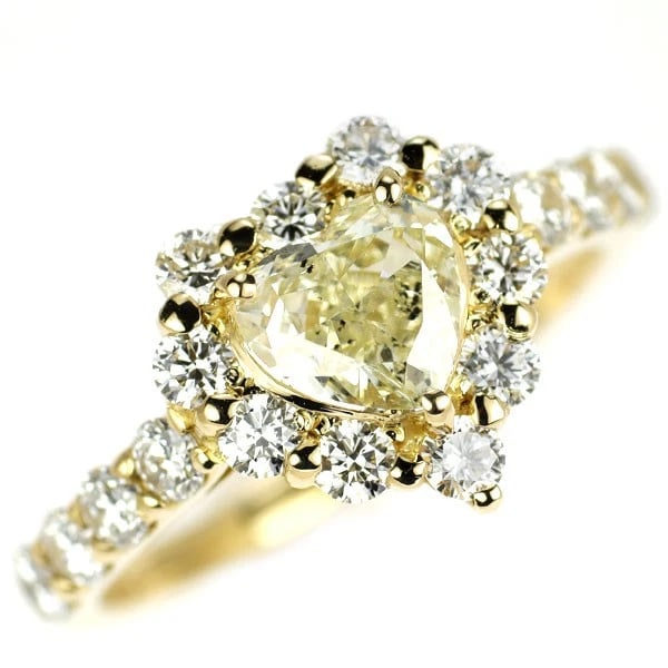 K18YG HEART SHAPE DIAMOND RING: K18YG Heart Shape Diamond Ring Brand: None Type/Style: Ring Material: K18YG, Main Stone Natural Color: YG Size: 6 US Accessories: None Accessories Notice: When purchasing pre-owned goods, please