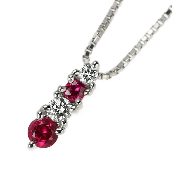TASAKI PEARL PT900/ PT850 RUBY DIAMOND PENDANT NECKLACE: Tasaki Pearl Pt900/ Pt850 Ruby Diamond Pendant Necklace Brand: Tasaki Pearl Type/Style: pendant necklace Material: Pt900/Pt850, Main Stone Natural/Ruby Color: None Size: Chain Length: 41.5cm