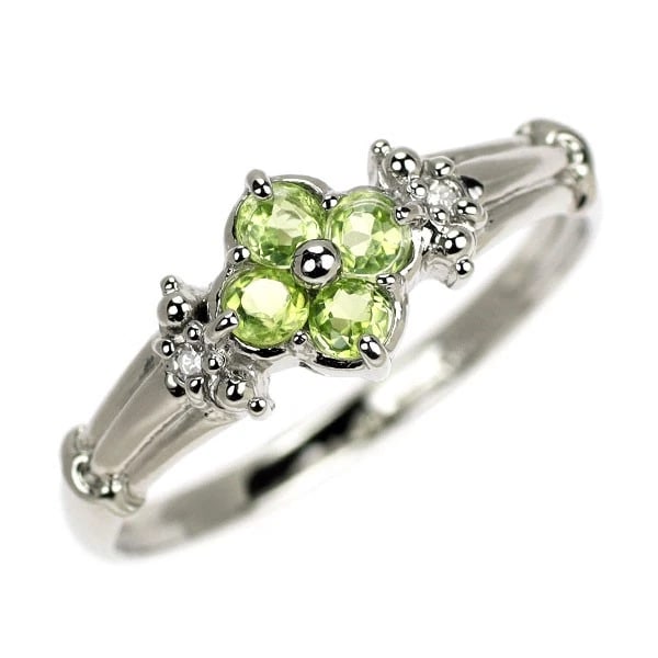 PT900 PERIDOT DIAMOND RING: Pt900 peridot diamond ring Brand: None Type/Style: Ring Material: Pt900, Main Stone Natural Color: None Size: 4.75 - 5 US Accessories: None Accessories Notice: When purchasing pre-owned goods, please