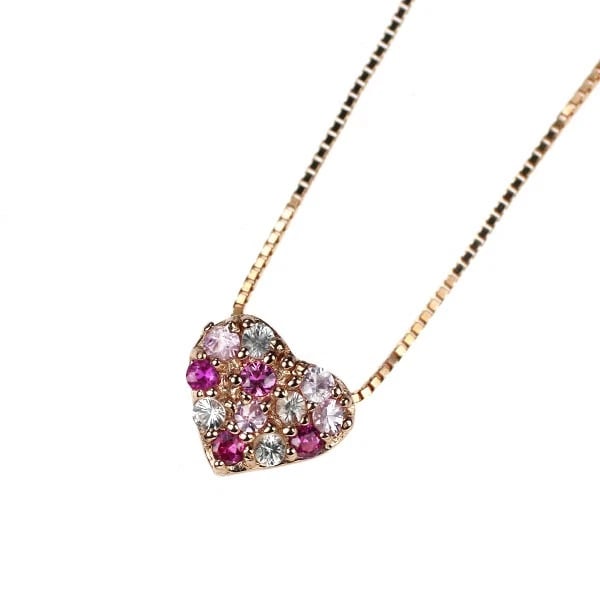 K18PG PINK/WHITE SAPPHIRE PENDANT NECKLACE: K18PG pink/white sapphire pendant necklace Brand: None Type/Style: pendant necklace Material: K18PG, Main Stone pink/white sapphire\Natural Color: PG Size: Chain Length 40cm Accessories: None