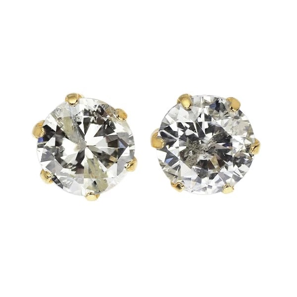 K18YG DIAMOND EARRINGS: K18YG Diamond Earrings Brand: None Type/Style: piercing Material: K18YG, Main Stone Natural Color: YG Size: Length/Width/Diameter 6.3 Accessories: None Accessories Notice: When purchasing pre-owned