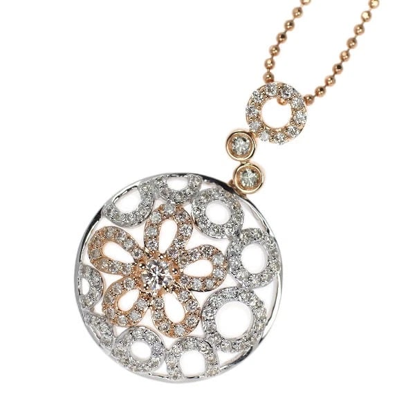 K18WG/PG DIAMOND PENDANT NECKLACE: K18WG/PG diamond pendant necklace Brand: None Type/Style: pendant necklace Material: K18WG/K18PG, Main Stone Natural Color: WG/ Size: Chain Length: 45cm Accessories: None Accessories Notice: When