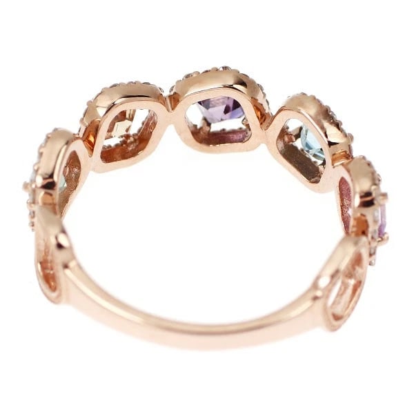 K18PG MULTICOLOR SAPPHIRE DIAMOND RING - 2