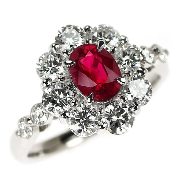 PT900 BURMA/MYANMAR PIGEON BLOOD RUBY DIAMOND RING: Pt900 Burma/Myanmar Pigeon Blood Ruby Diamond Ring Brand: None Type/Style: Ring Material: PT900, Main Stone Ruby Color: Pt Size: 5.5 - 5.75 US Accessories: None Accessories Notice: When purchasing