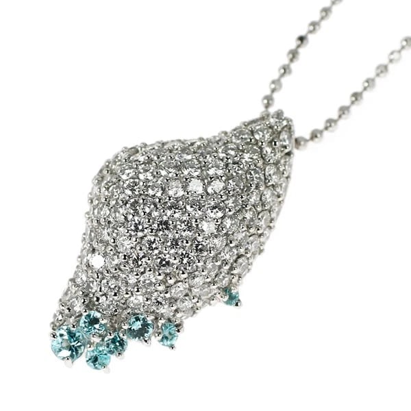 PT950 PARAIBA TOURMALINE DIAMOND PENDANT NECKLACE: Pt950 Paraiba Tourmaline Diamond Pendant Necklace Brand: None Type/Style: pendant necklace Material: Pt900, Main Stone Tourmaline Color: Pt Size: Chain Length 45.5cm Accessories: None Accessories