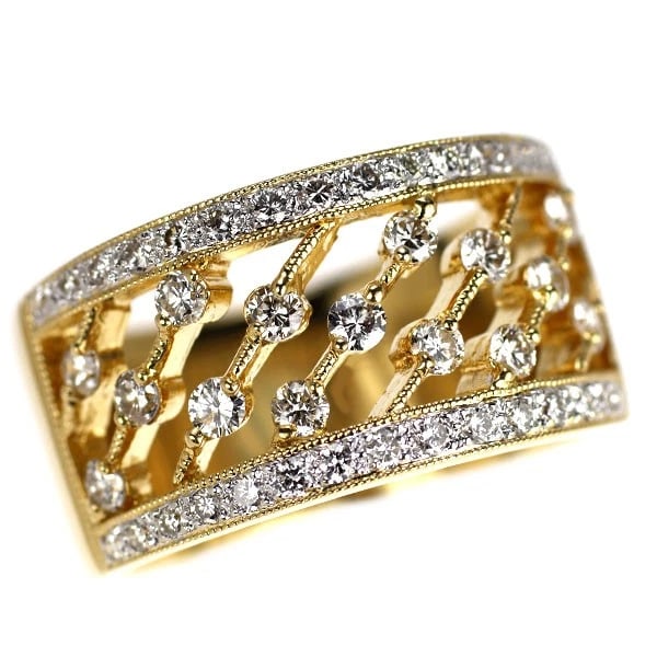 K18YG/WG DIAMOND RING: K18YG/WG diamond ring Brand: None Type/Style: Ring Material: K18YG/WG, Main Stone Natural Color: YG/WG Size: 5.25 US Accessories: None Accessories Notice: When purchasing pre-owned goods, please