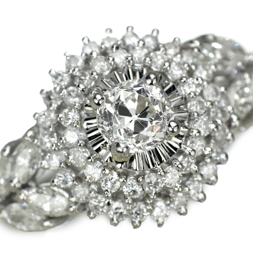 PT900 OLD EUROPEAN CUT DIAMOND RING (1 of 3)