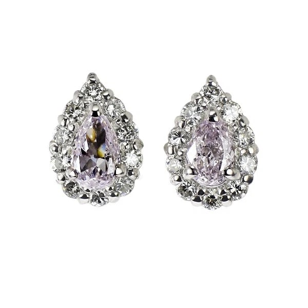PT900 PEAR SHAPE NATURAL PURPLE PINK DIAMOND EARRINGS: Pt900 Pear Shape Natural Purple Pink Diamond Earrings Brand: None Type/Style: piercing Material: Pt900, Main Stone Natural Color: Pt Size: Length/Width/Diameter 7.5 Accessories: None Accessories