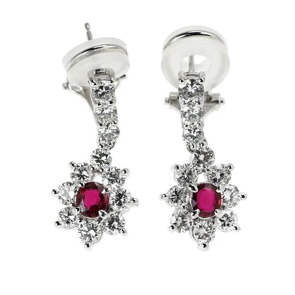K18WG/ K14WG RUBY DIAMOND EARRINGS (1 of 2)