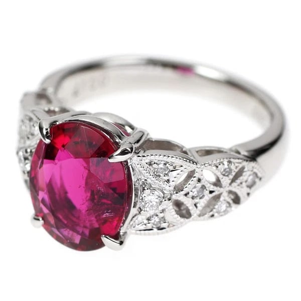 PT900 RUBELLITE DIAMOND RING - 2