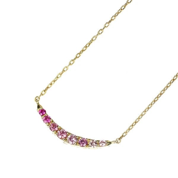 PONTE VECCHIO K18YG PINK SAPPHIRE DIAMOND PENDANT NECKLACE: Ponte Vecchio K18YG Pink Sapphire Diamond Pendant Necklace Brand: Pontevecchio Type/Style: pendant necklace Material: K18YG, Main Stone Sapphire Color: YG Size: Chain Length 40cm Accessories: None