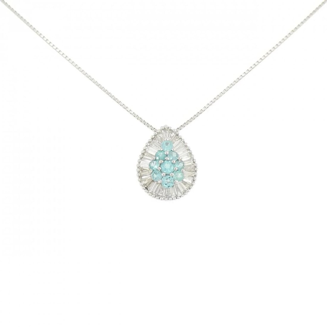 PT950/PT850 TOURMALINE NECKLACE: PT950/PT850 Tourmaline Necklace Brand: Unbranded Type/Style: Tourmaline Necklace Material: Platinum950/Platinum850, Main Stone Tourmaline, Natural Color: PT Size: Length: 45cm Accessories: None