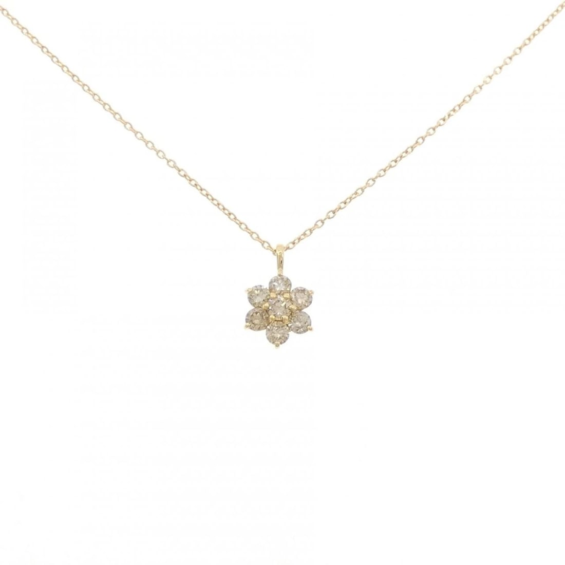 K18YG FLOWER DIAMOND NECKLACE: K18YG Flower Diamond Necklace Brand: Unbranded Type/Style: Diamond Necklace Material: K18 yellow gold, Main Stone Natural Color: YG Size: Length: 45cm Accessories: None Accessories Notice: When