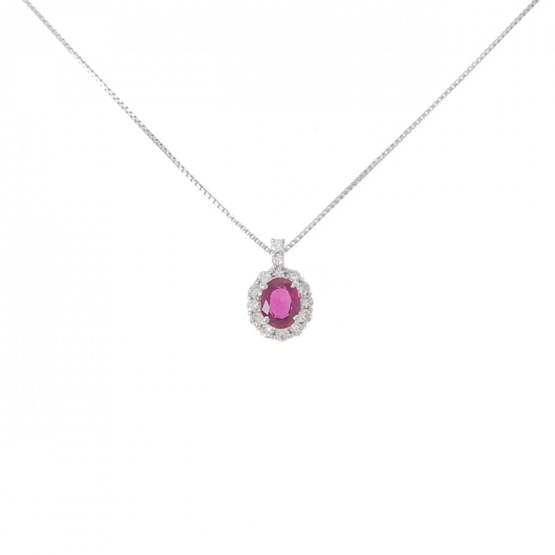 PT950/PT850 RUBY NECKLACE: PT950/PT850 Ruby Necklace Brand: Unbranded Type/Style: Ruby Necklace Material: Platinum950/Platinum850, Main Stone Ruby, Natural Color: PT Size: Length: 45cm Accessories: None Accessories Notice: