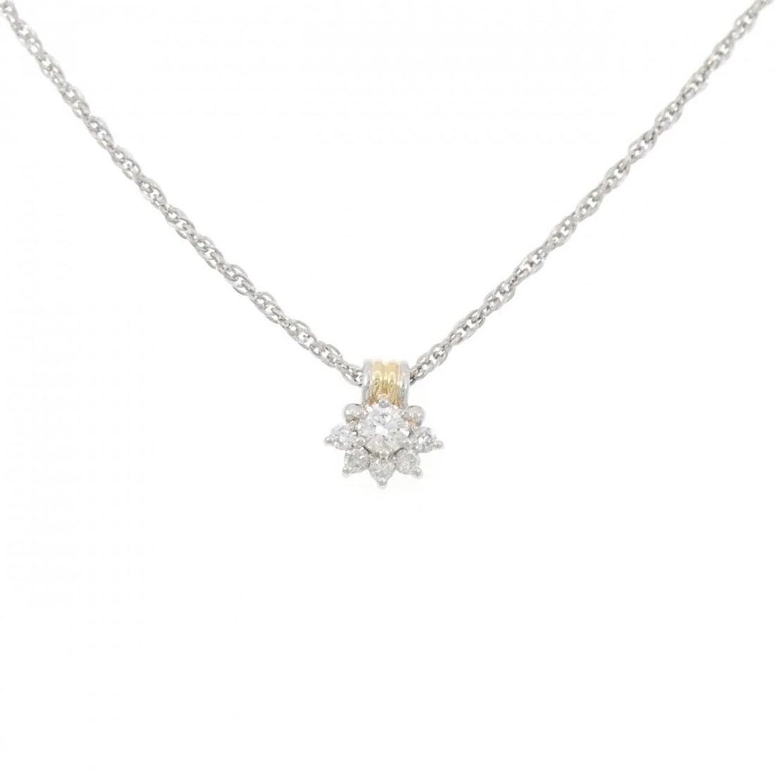 PT900/K18YG/PT850 DIAMOND NECKLACE: PT900/K18YG/PT850 Diamond Necklace Brand: Unbranded Type/Style: Diamond Necklace Material: Platinum 900/18K Yellow Gold/Platinum 850, Main Stone Natural Color: PT, YG Size: Length: 40cm Accessories: