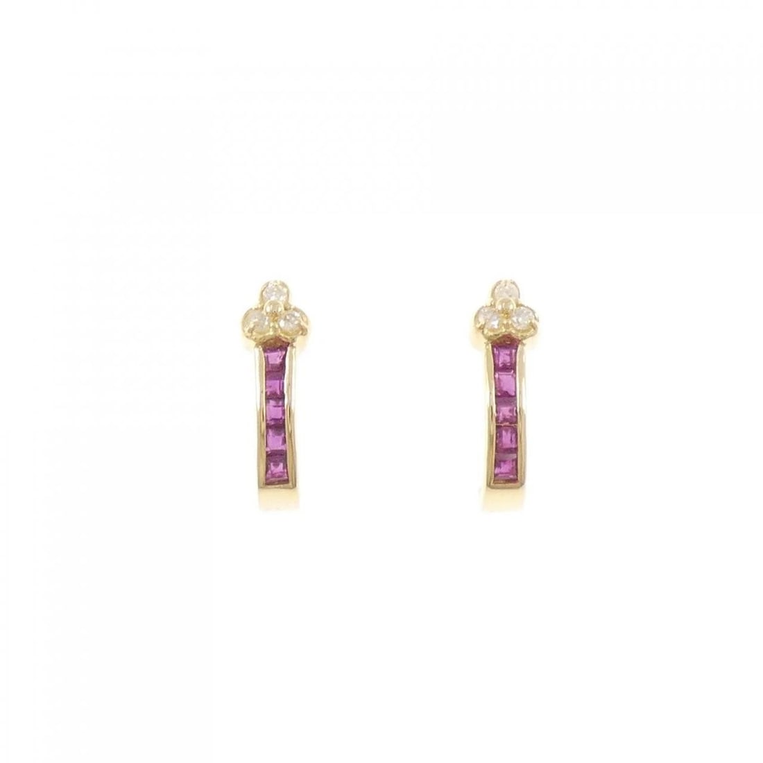 18K YELLOW GOLD RUBY PIERCE: 18K Yellow Gold Ruby Pierce Brand: Unbranded Type/Style: Ruby Pierce/Earring Material: K18 yellow gold, Main Stone Ruby, Natural Color: YG Size: Actual Size: Approximate dimensions: 15.7cm (height) x