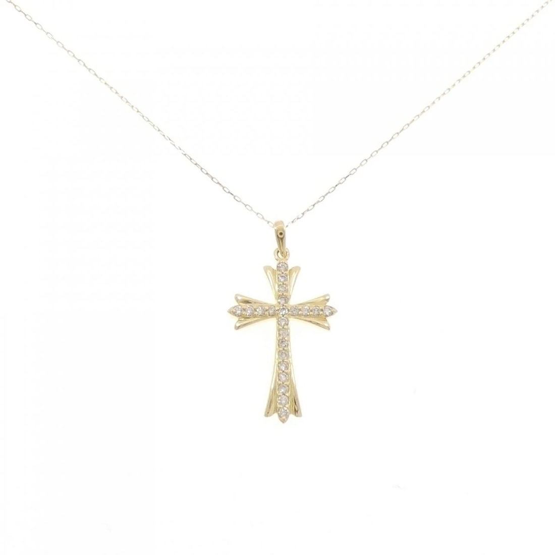 K18YG CROSS DIAMOND NECKLACE: K18YG Cross Diamond Necklace Brand: Unbranded Type/Style: Diamond Necklace Material: K18 yellow gold, Main Stone Natural Color: YG Size: Length: 40cm Accessories: None Accessories Notice: When