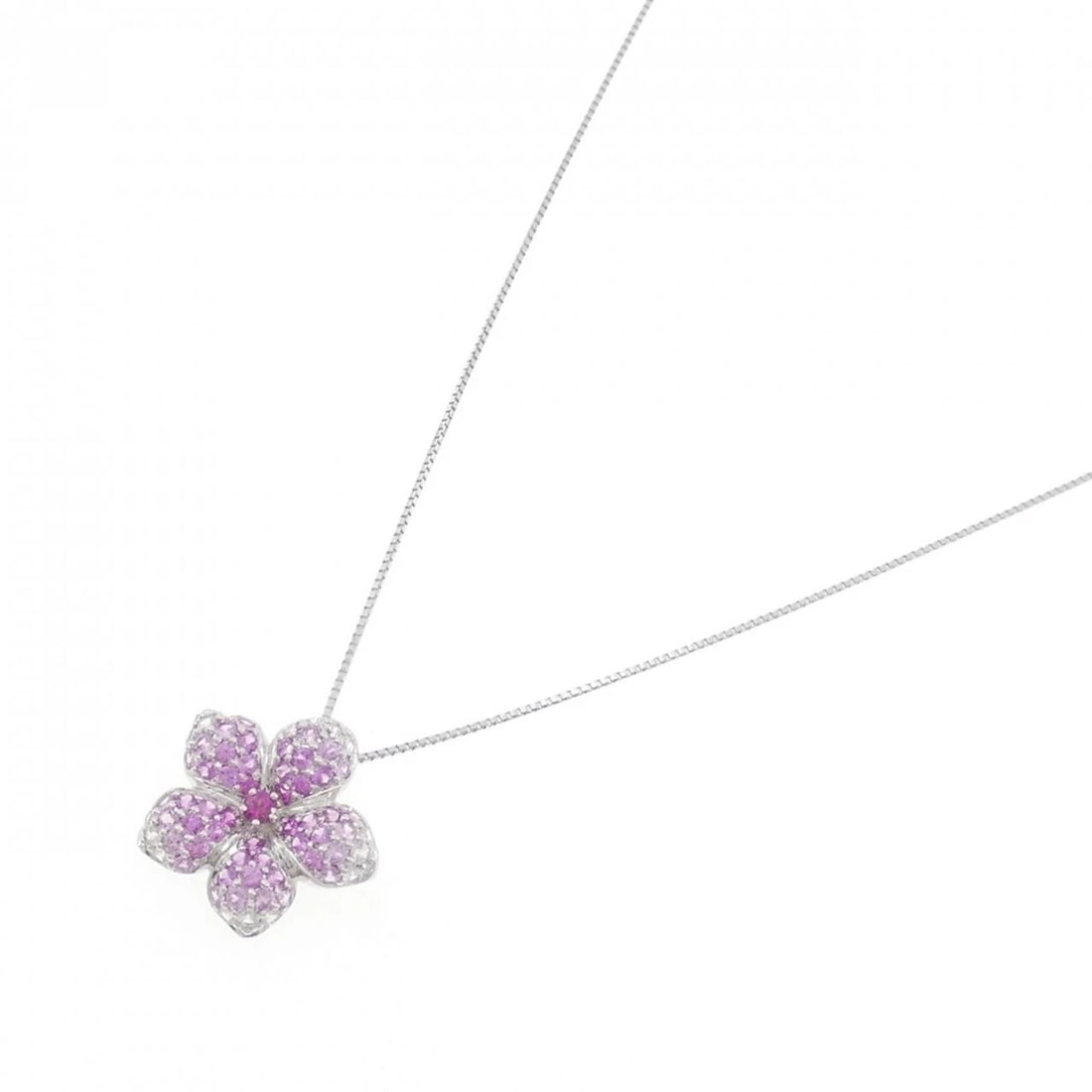 K18WG FLOWER RUBY NECKLACE - 2