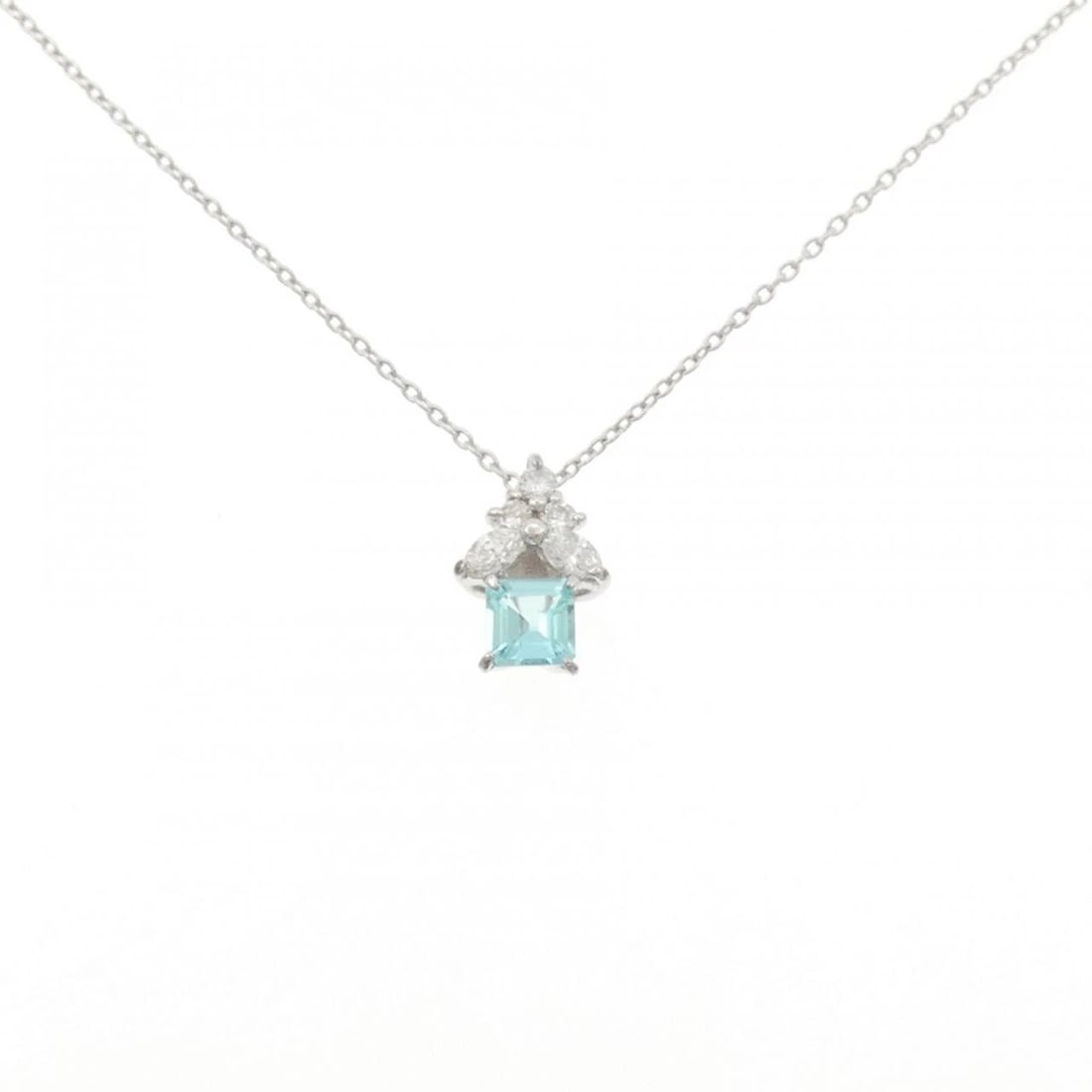 K18WG PARAIBA TOURMALINE NECKLACE: K18WG Paraiba tourmaline Necklace Brand: Unbranded Type/Style: Paraiba Tourmaline Necklace Material: K18 white gold, Main Stone Paraiba Tourmaline, Natural Color: WG Size: Length: 45cm Accessories: