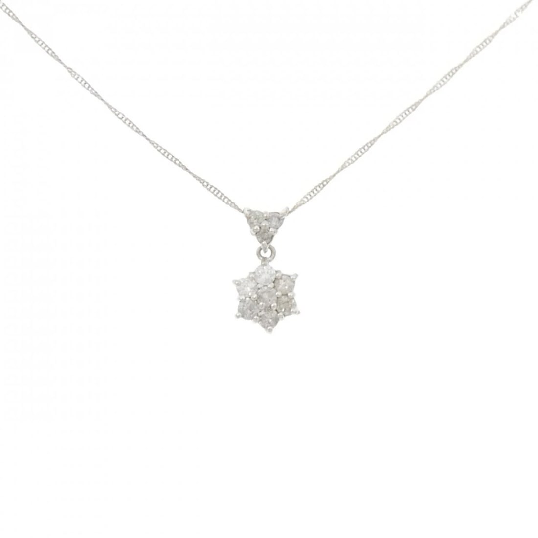 K18WG DIAMOND NECKLACE: K18WG Diamond Necklace Brand: Unbranded Type/Style: Diamond Necklace Material: K18 white gold, Main Stone Natural Color: WG Size: Length: 46cm Accessories: None Accessories Notice: When purchasing