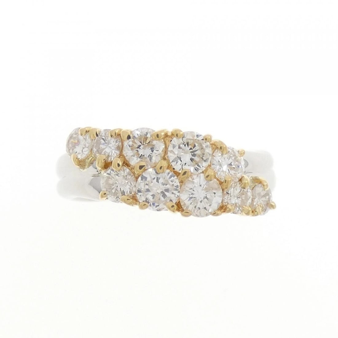 K18YG/PT850 DIAMOND RING - 2