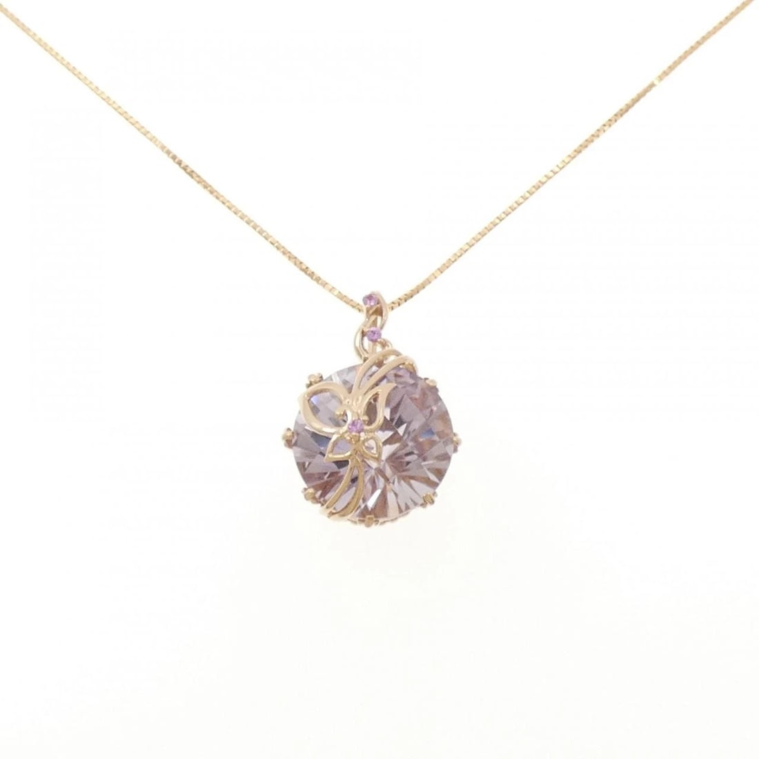 K18PG COLOR STONE NECKLACE: K18PG Color Stone Necklace Brand: Unbranded Type/Style: Sapphire Necklace Material: K18 Pink Gold, Main Stone Sapphire, Natural / Amethyst Color: PG Size: Length: 46cm Accessories: None Accessories