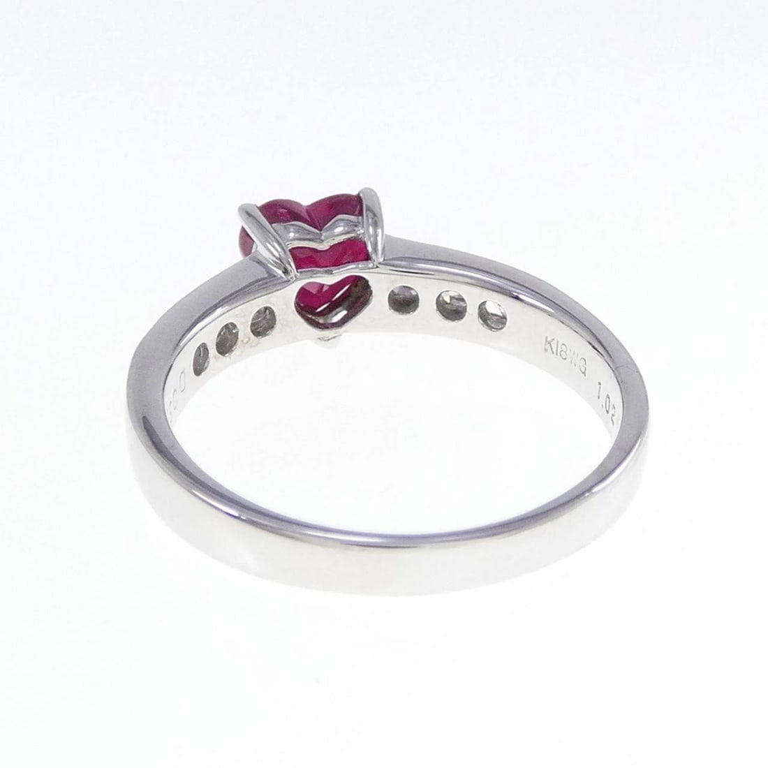 K18WG HEART RUBY RING - 3