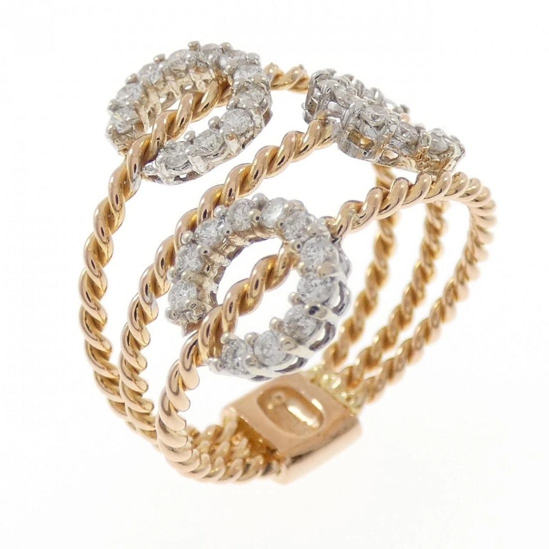 750PG/750WG DIAMOND RING: 750PG/750WG diamond ring Brand: Unbranded Type/Style: Diamond Ring Material: 750 pink gold/750 white gold, Main Stone Natural Color: PG, WG Size: US5 1/4 Accessories: None Accessories Notice: When