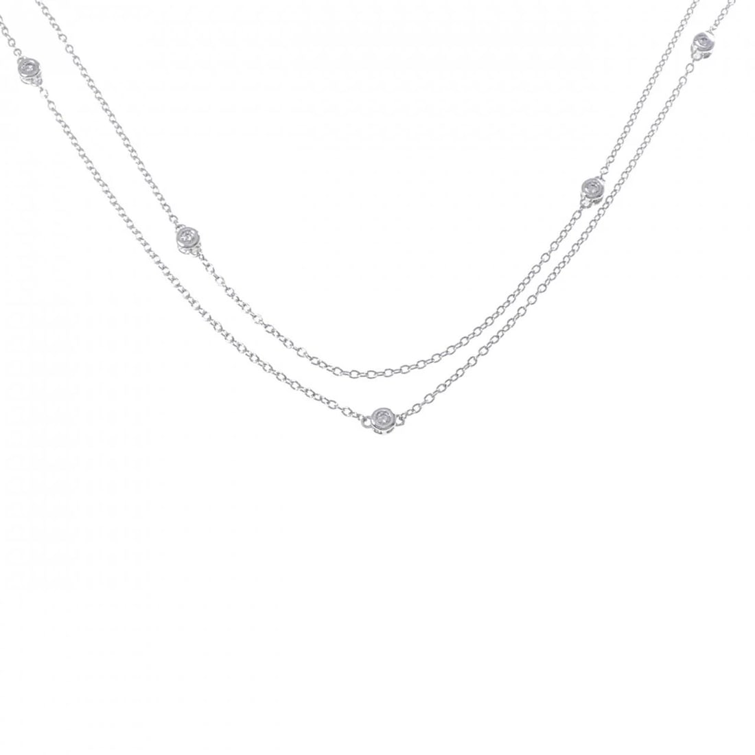 K18WG DIAMOND NECKLACE: K18WG Diamond Necklace Brand: Unbranded Type/Style: Diamond Necklace Material: K18 white gold, Main Stone Natural Color: WG Size: Length: 86cm Accessories: None Accessories Notice: When purchasing
