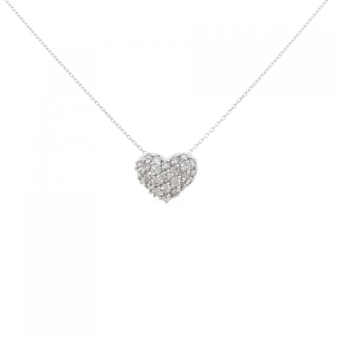 K18WG PAVE HEART DIAMOND NECKLACE: K18WG Pave Heart Diamond Necklace Brand: Unbranded Type/Style: Diamond Necklace Material: K18 white gold, Main Stone Natural Color: WG Size: Length: 45cm Accessories: None Accessories Notice: When