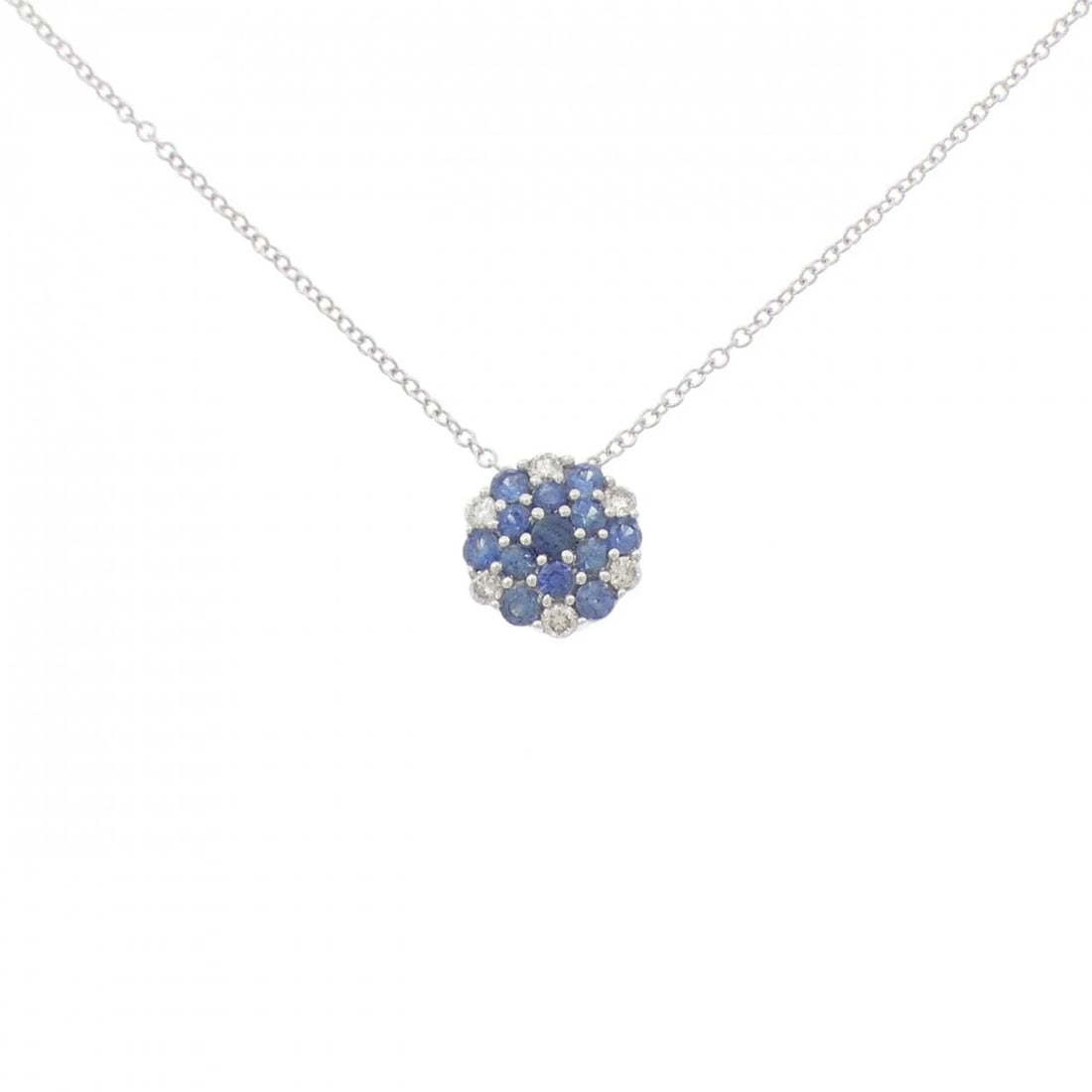 K18WG SAPPHIRE NECKLACE: K18WG Sapphire Necklace Brand: Unbranded Type/Style: Sapphire Necklace Material: K18 white gold, Main Stone Sapphir, Natural Color: WG Size: Length: 46cm Accessories: None Accessories Notice: When
