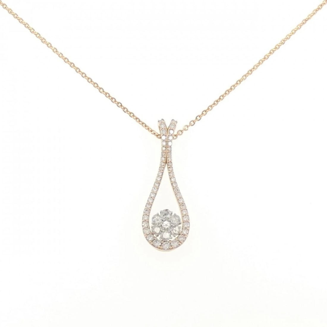 K18PG/PT900 FLOWER DIAMOND NECKLACE: K18PG/PT900 Flower Diamond Necklace Brand: Unbranded Type/Style: Diamond Necklace Material: 18K pink gold/Platinum 900, Main Stone Natural Color: PG, PT Size: Length: 66cm Accessories: None