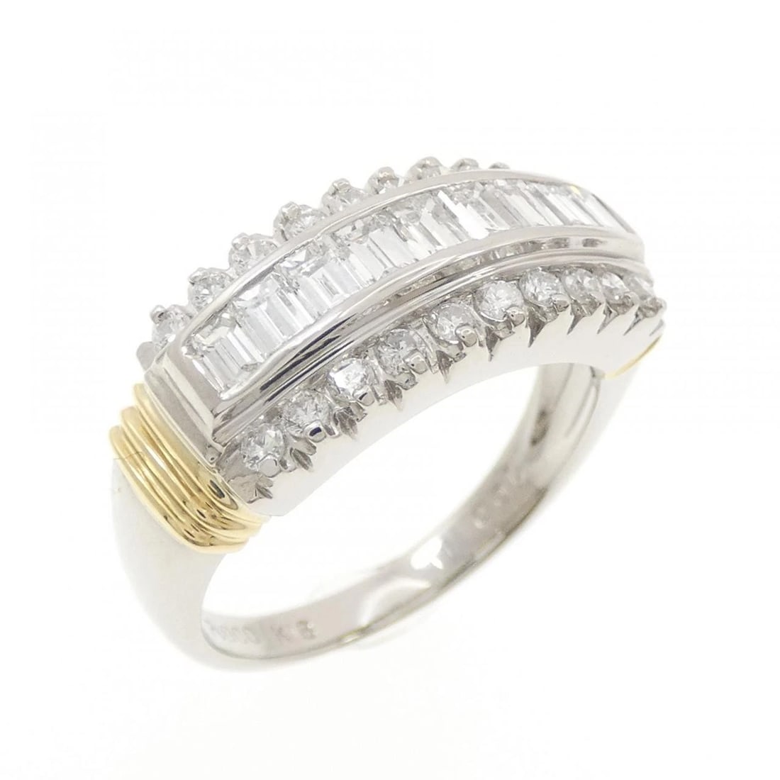 PT900/K18YG DIAMOND RING: PT900/K18YG Diamond Ring Brand: Unbranded Type/Style: Diamond Ring Material: Platinum 900 / K18 yellow gold, Main Stone Natural Color: PT, YG Size: US6 1/2 Accessories: None Accessories Notice: When