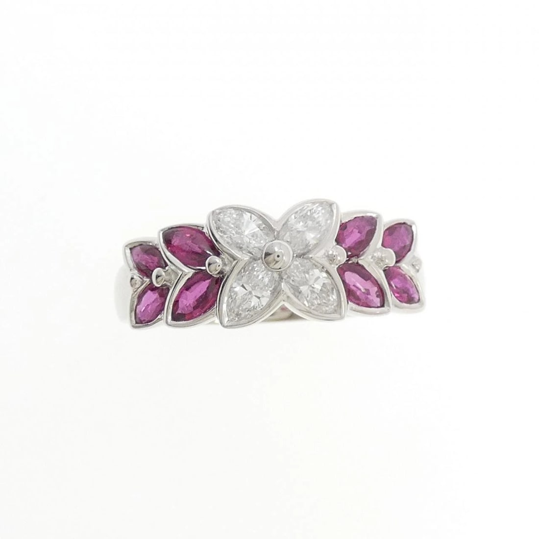PT900 FLOWER RUBY RING - 2