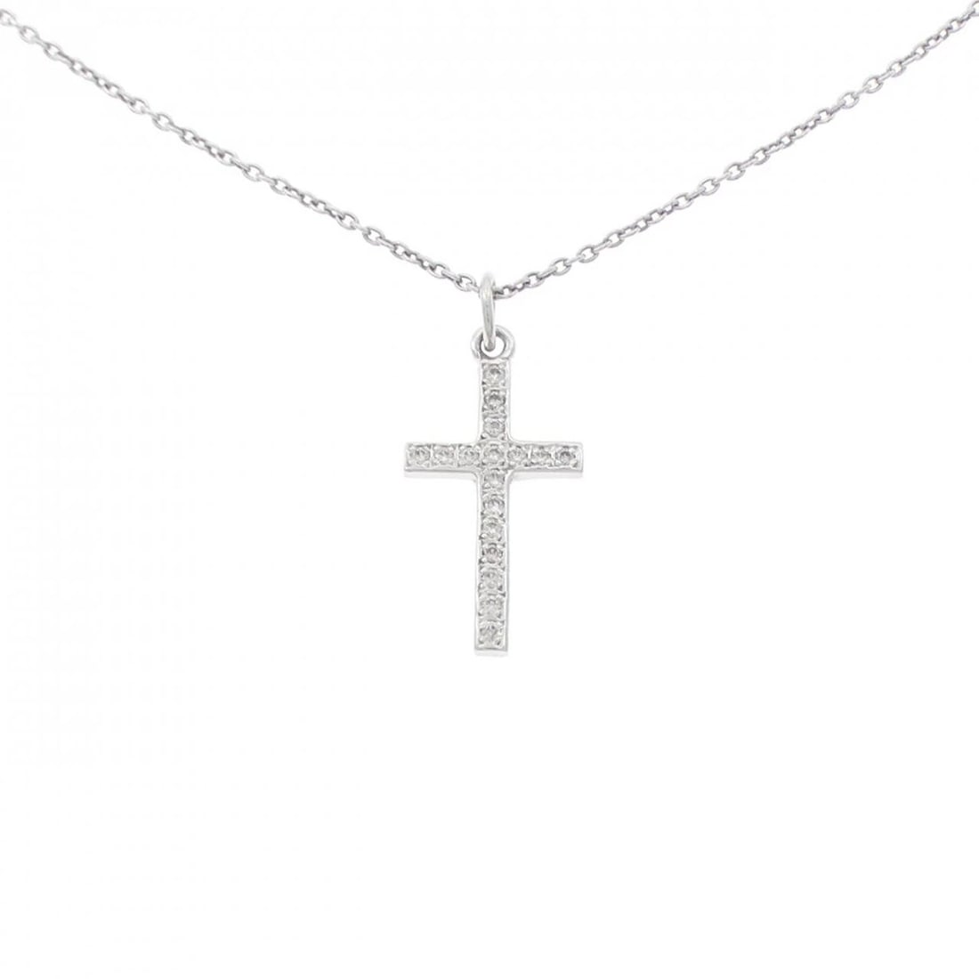 K10WG CROSS DIAMOND NECKLACE: K10WG Cross Diamond Necklace Brand: Unbranded Type/Style: Diamond Necklace Material: K10 white gold, Main Stone Natural Color: WG Size: Length: 50cm Accessories: None Accessories Notice: When