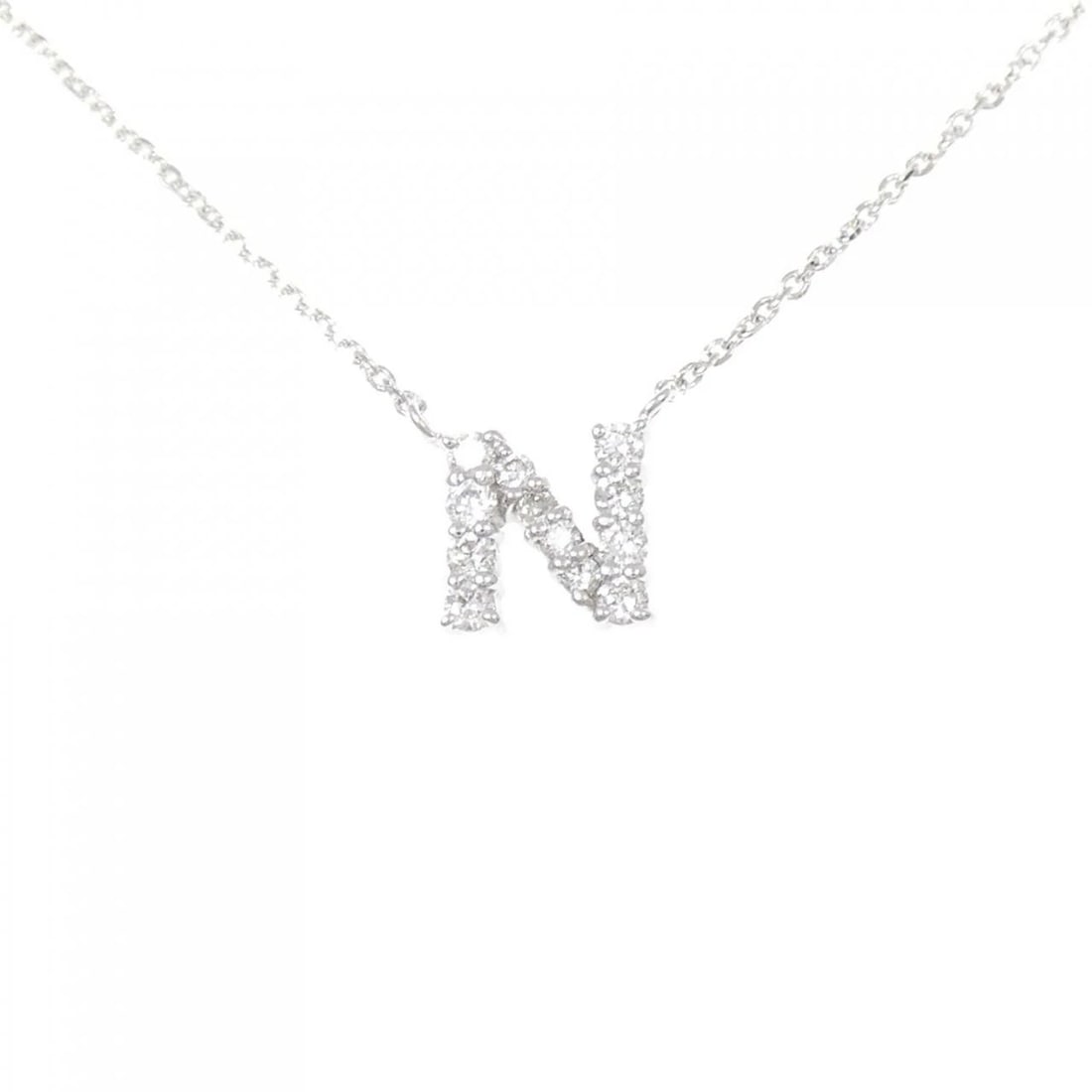 K18WG INITIAL N DIAMOND NECKLACE: K18WG Initial N Diamond Necklace Brand: Unbranded Type/Style: Diamond Necklace Material: K18 white gold, Main Stone Natural Color: WG Size: Length: 41cm Accessories: None Accessories Notice: When