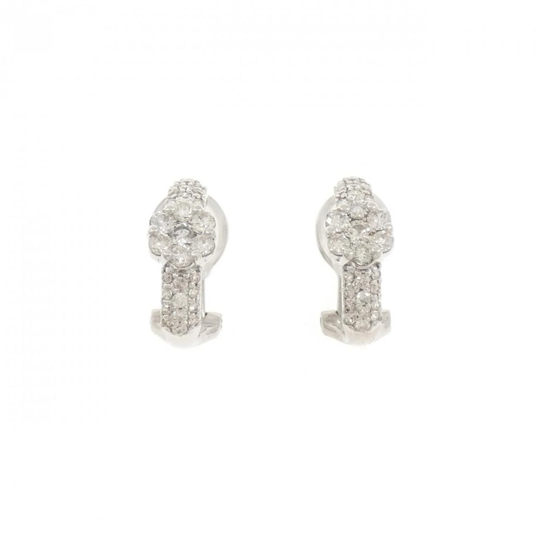 K18WG FLOWER DIAMOND PIERCE/EARRING: K18WG Flower Diamond Pierce/Earring Brand: Unbranded Type/Style: Diamond Pierce/Earring Material: K18 white gold, Main Stone Natural Color: WG Size: Actual Size: Approximate dimensions (height x