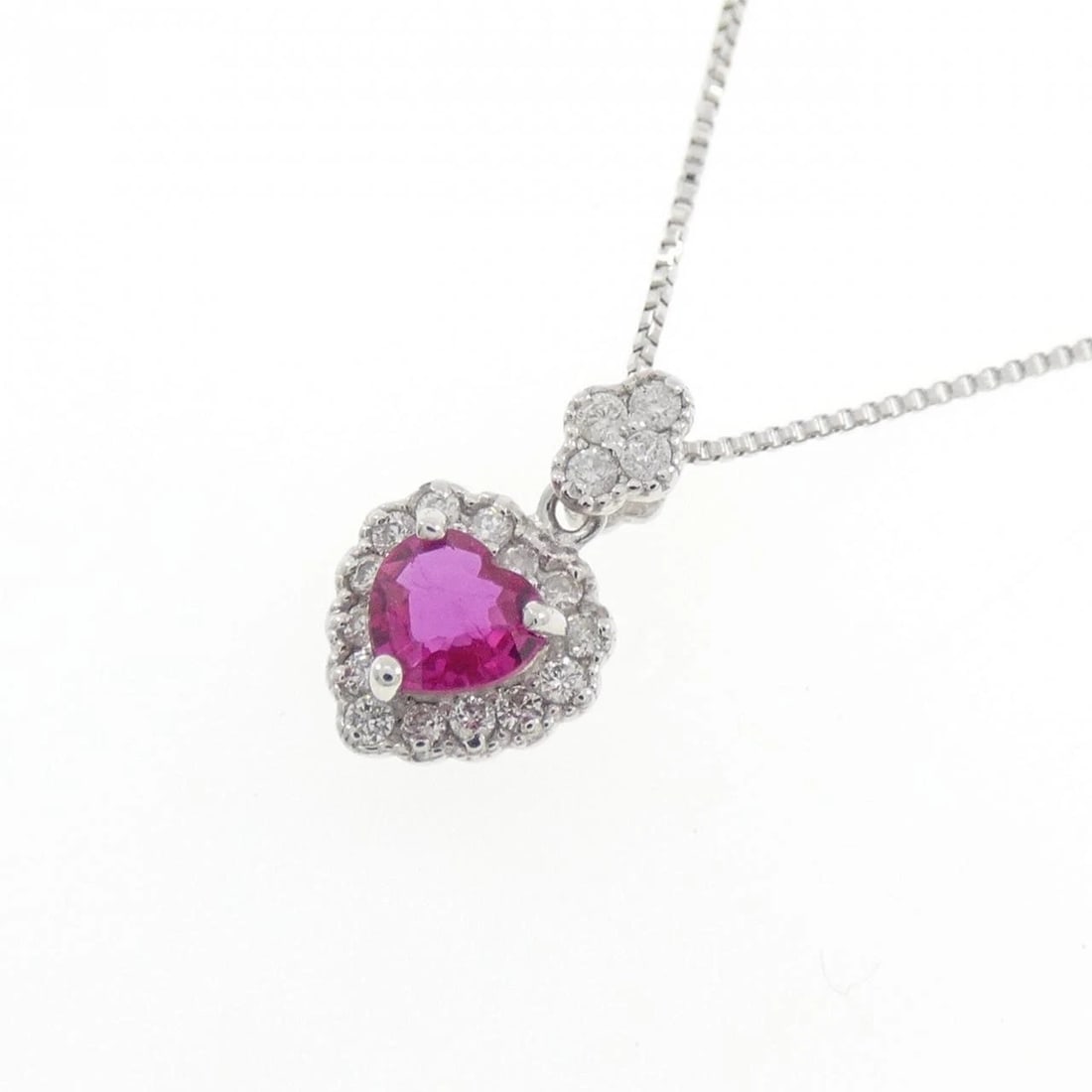 K18WG HEART RUBY NECKLACE - 3