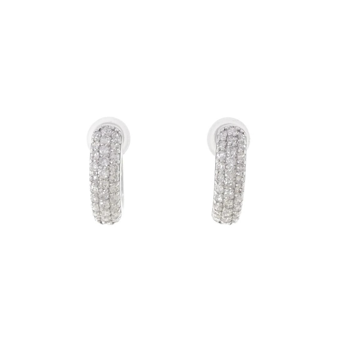 K18WG PAVE DIAMOND EARRINGS: K18WG Pave Diamond Earrings Brand: Unbranded Type/Style: Diamond Pierce/Earring Material: K18 white gold, Color: WG Size: Actual Size : Approx. height x width: 12.9mm x 3.6mm Accessories: None