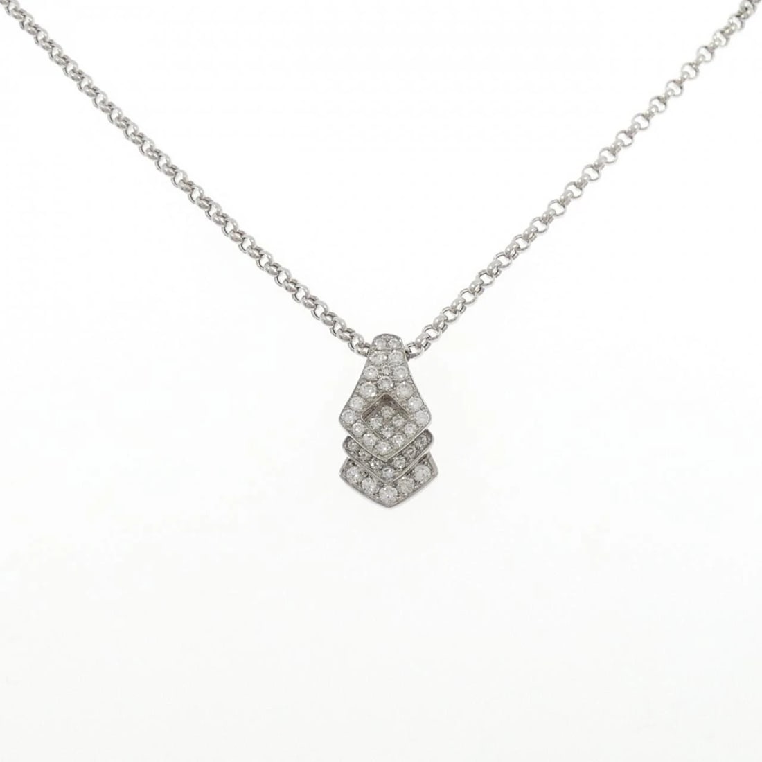 K18WG/750WG DIAMOND NECKLACE: K18WG/750WG Diamond Necklace Brand: Unbranded Type/Style: Necklace Material: 18K White Gold/750 White Gold, Color: White Gold Size: Length: 45cm Pendant length approx. x width approx.: 21.8mmx12.3mm C