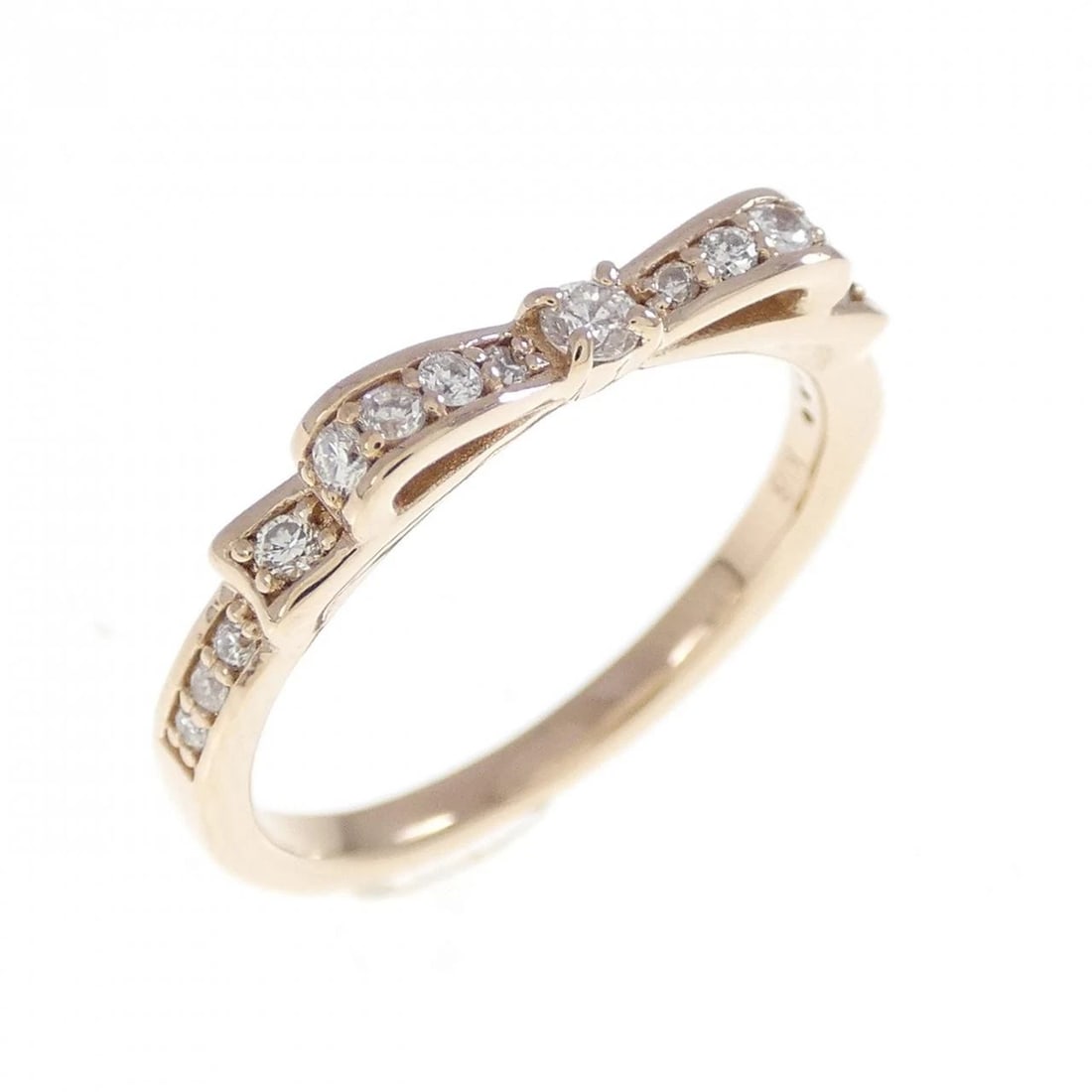 K18PG RIBBON DIAMOND RING: K18PG Ribbon Diamond Ring Brand: Unbranded Type/Style: Diamond Ring Material: K18 Pink Gold, Main Stone Natural Color: Pink Gold Size: US4 Accessories: None Accessories Notice: When purchasing