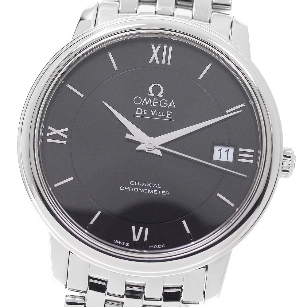 OMEGA DE VILLE PRESTIGE CO-AXIAL AUTOMATIC WATCH: OMEGA De Ville Prestige Co-Axial Automatic Watch Brand: OMEGA Type/Style: Wristwatch Material: Band Material Stainless Steel, Case Material Stainless Steel Color: Dial Color black Size: Case Size