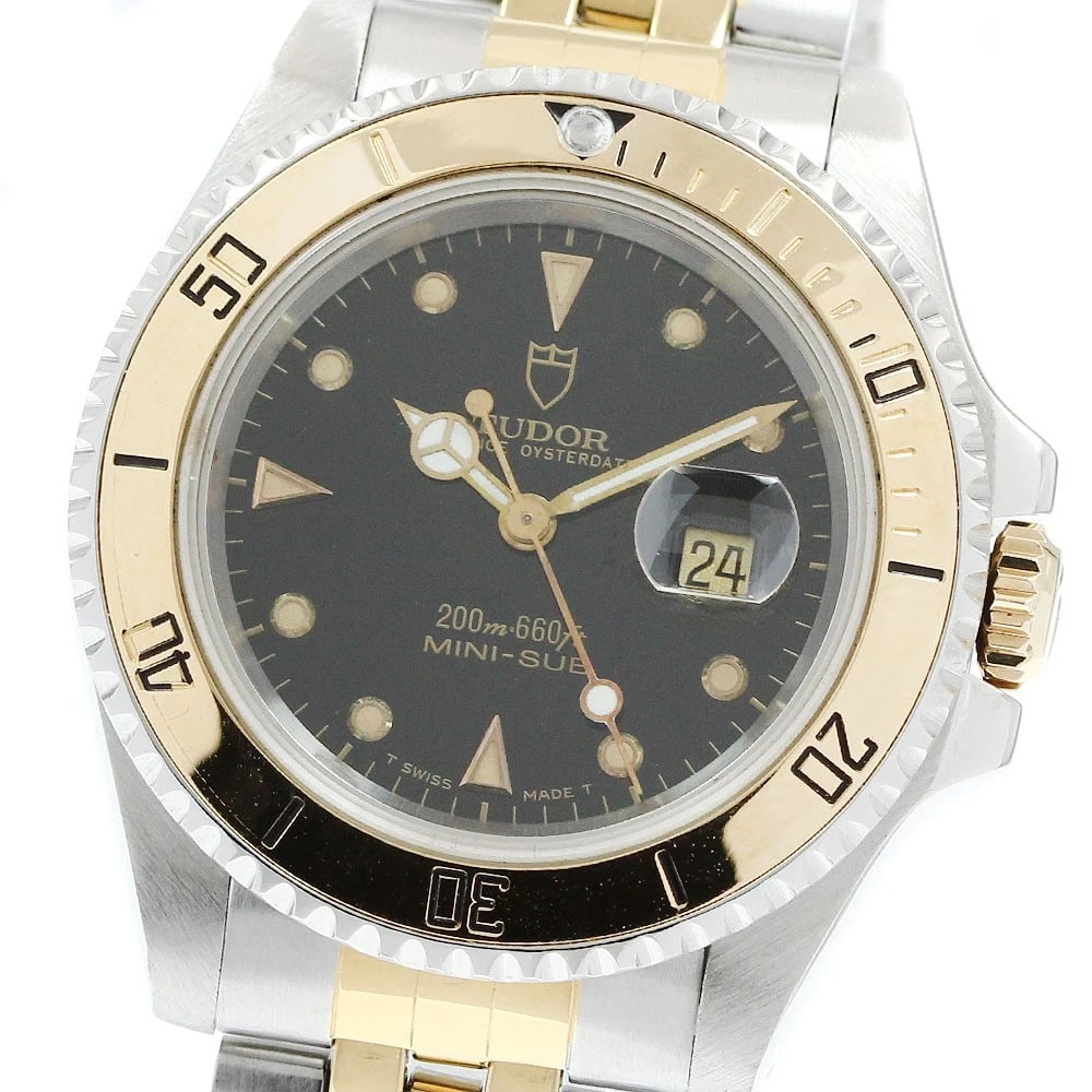 TUDOR PRINCE OYSTER DATE MINI SUBMARINER AUTOMATIC WATCH: TUDOR Prince Oyster Date Mini Submariner Automatic Watch Brand: TUDOR Type/Style: Wristwatch Material: Band Material Stainless Steel/Gold Plated, Case Material Stainless Steel/YG Color: Dial Color bla