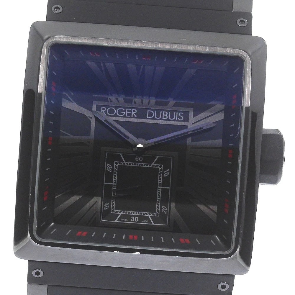 ROGER DUBUIS KING SQUARE SMALL AUTOMATIC WATCH: ROGER DUBUIS King square Small Automatic Watch Brand: ROGER DUBUIS Type/Style: Wristwatch Material: Band Material rubber, Case Material titanium Color: Dial Color black Size: Case Size About41mm