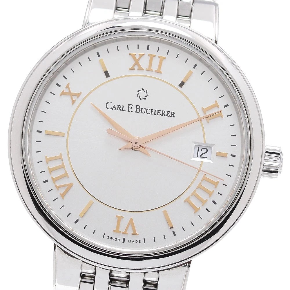 CARL F.BUCHERER ADAMAVI DATE AUTOMATIC WATCH: CARL F.BUCHERER Adamavi Date Automatic Watch Brand: CARL F.BUCHERER Type/Style: Wristwatch Material: Band Material Stainless Steel, Case Material Stainless Steel Color: Dial Color Silver Size: Case