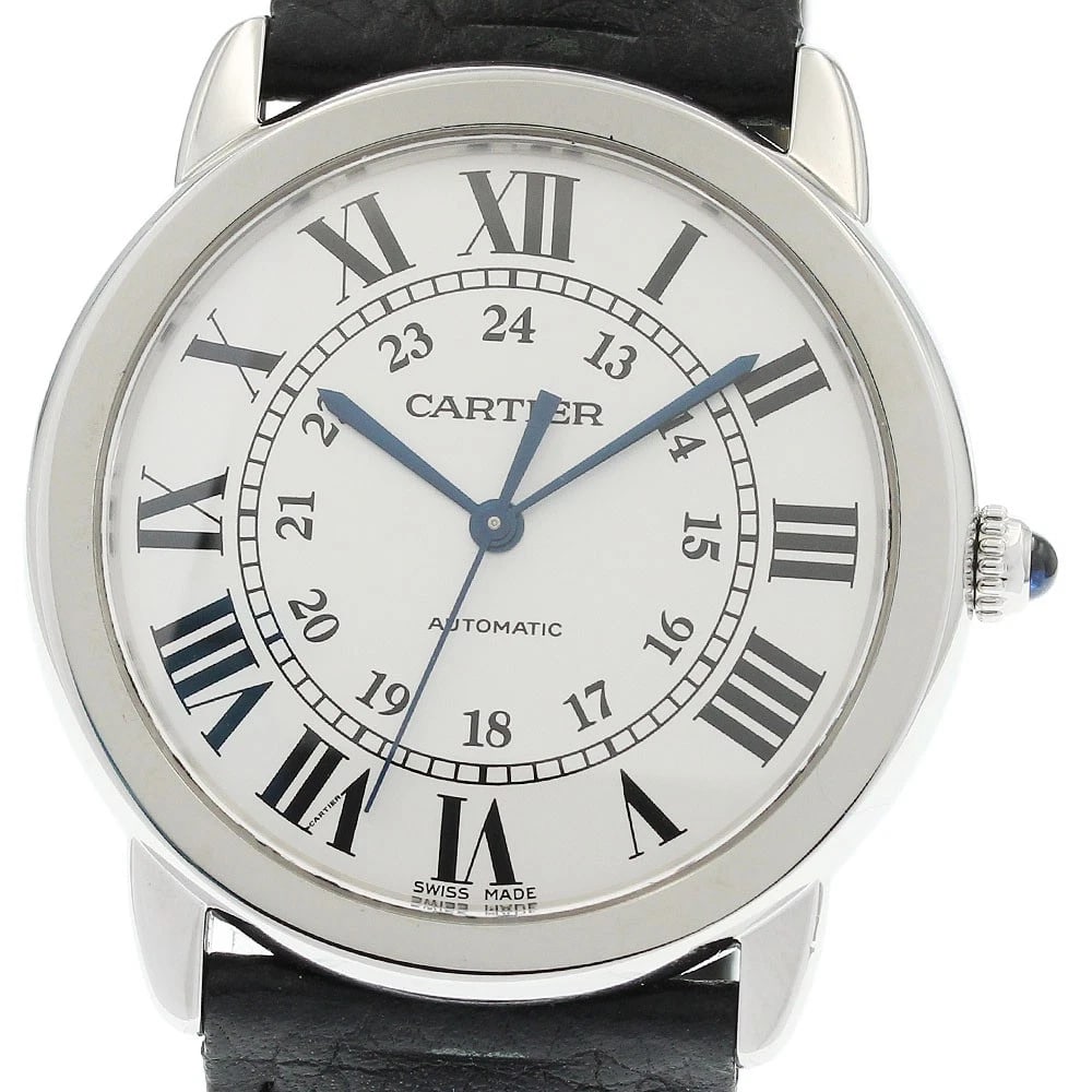 CARTIER RONDE SOLO DE CARTIER SILVER DIAL AUTOMATIC WATCH: CARTIER Ronde Solo de Cartier Silver Dial Automatic Watch Brand: CARTIER Type/Style: Wristwatch Material: Band Material leather, Case Material Stainless Steel Color: Dial Color Silver Size: Case Size