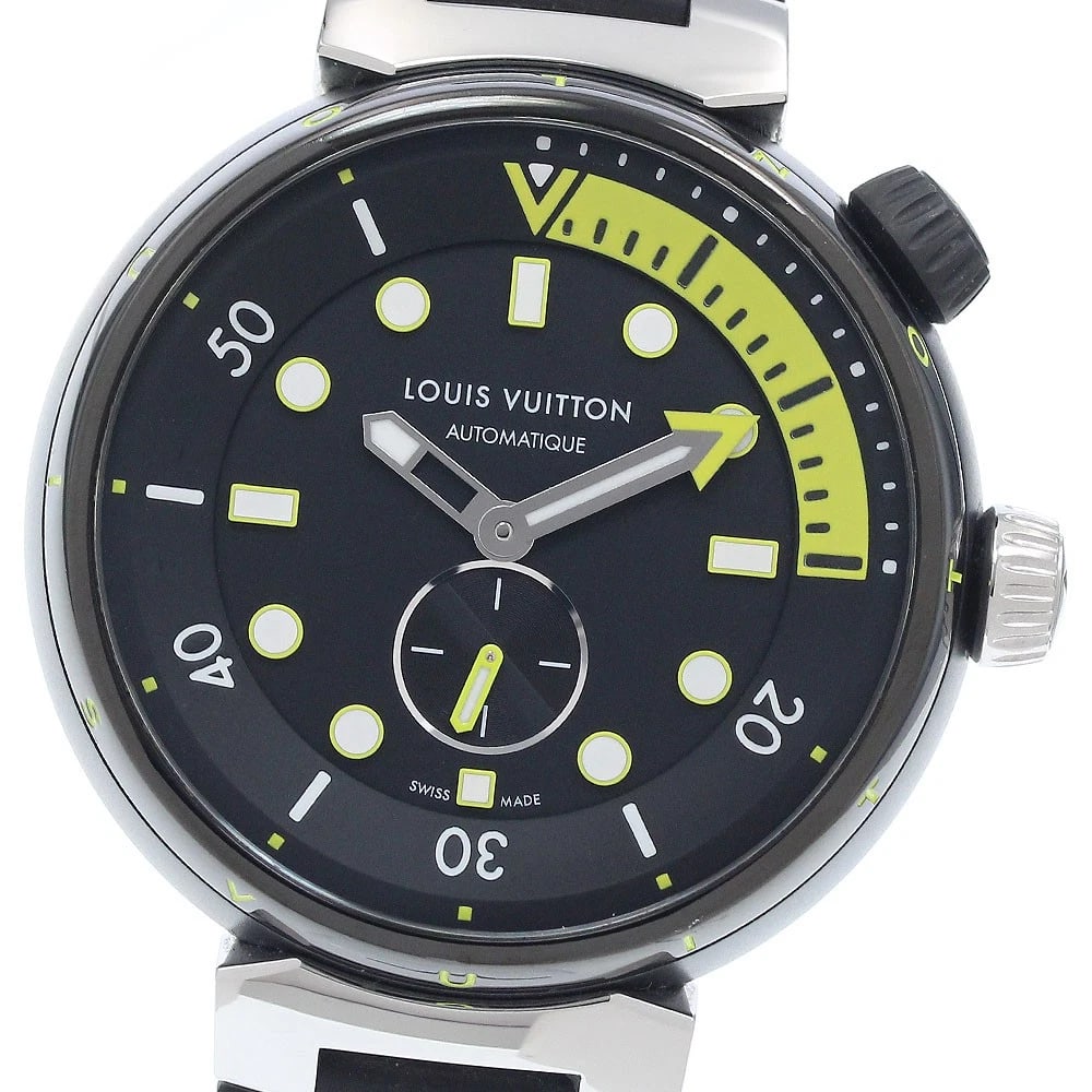 LOUIS VUITTON TAMBOUR STREET DIVER SMALL SECONDS AUTOMATIC WATCH: LOUIS VUITTON Tambour Street Diver Small seconds Automatic Watch Brand: LOUIS VUITTON Type/Style: Wristwatch Material: Band Material rubber, Case Material Stainless Steel Color: Dial Color black Size: